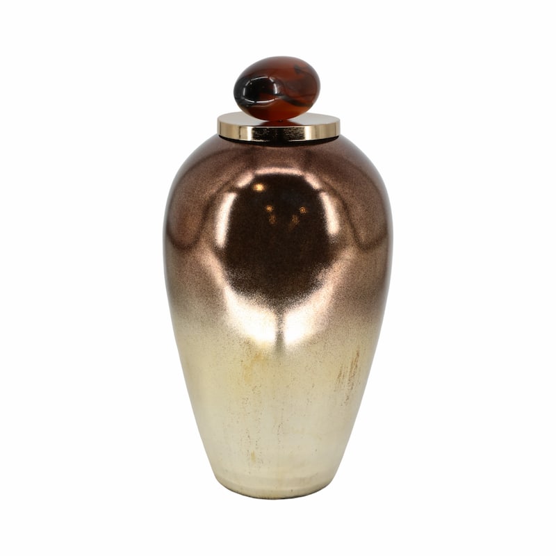 Sagebrook Home Glass Copper Ombre Novelty Temple Vase With Resin Topper