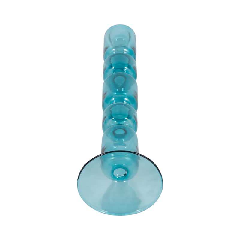 Glass Stacked Mix Bubble Taper Candle Holder - Blue
