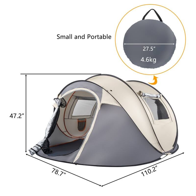 Pop-up Camping 4 Person Tent - 110x78x48 in (WxDxH)