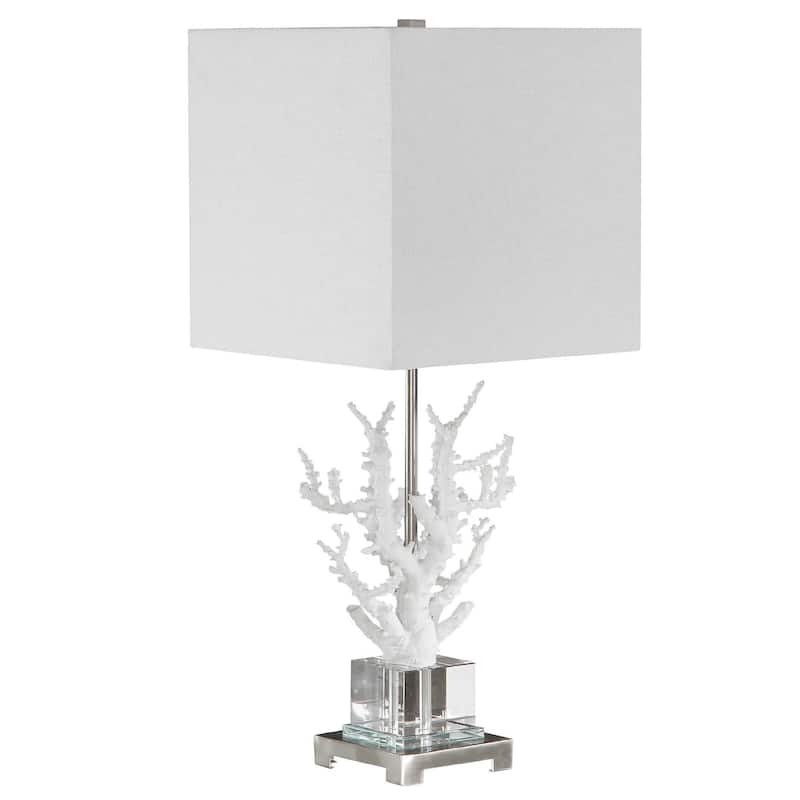 Coral Table Lamp with Hardback Shade - 29" - White and Beige