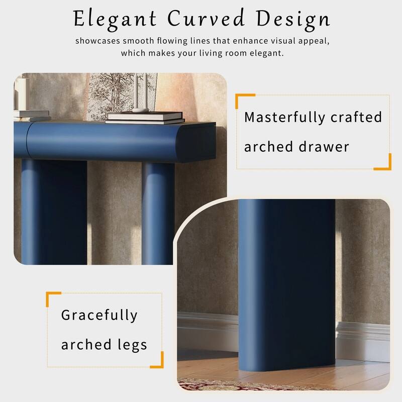 47.6" Modern Painted Entryway Table with 2 Curved Drawers,Space-Saving Hallway Table with Geometric Legs