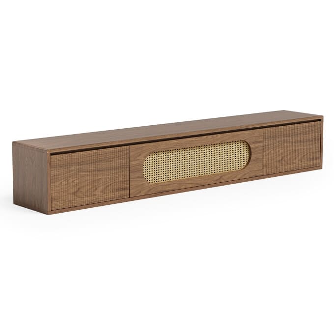 70.86'' Wooden Floating TV Stand, Wall-Mounted Entertainment Center