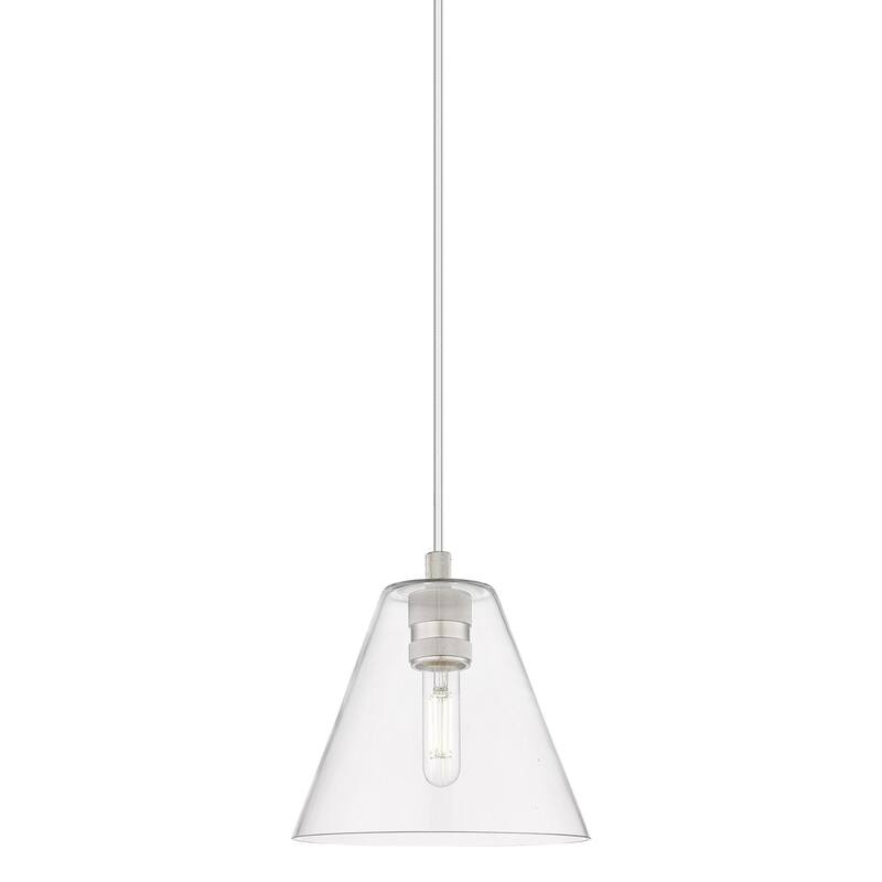 Innovations Lighting 434-1P-11-8 Crown Point Pendant Crown Point 8" - Satin Nickel / Clear