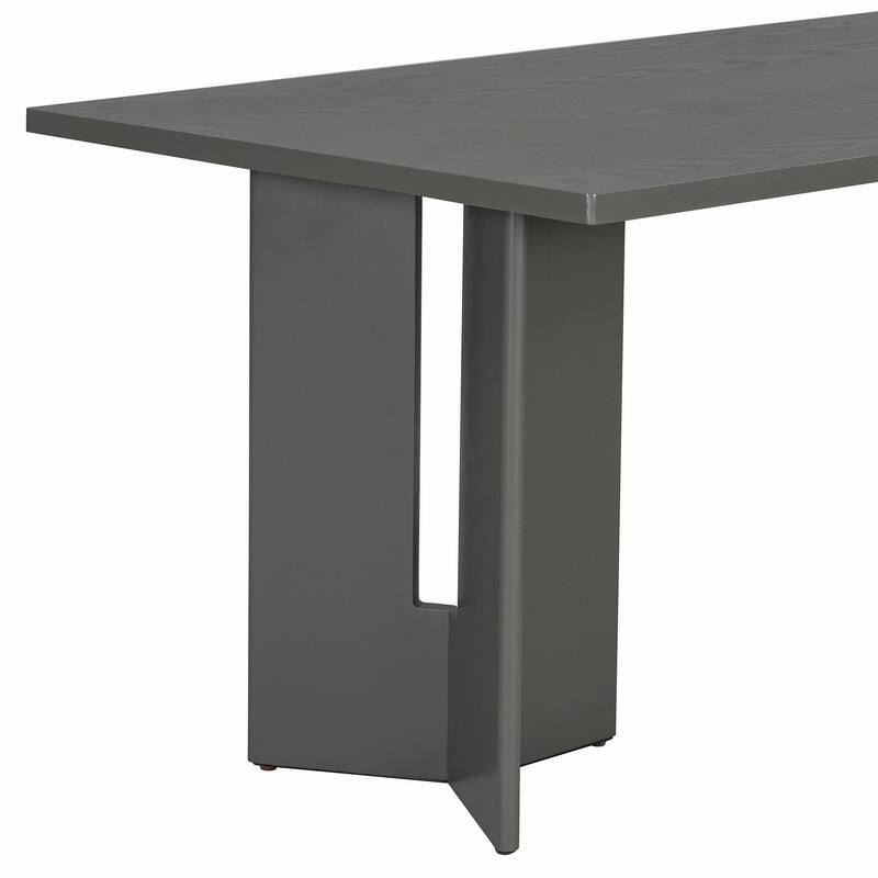 Farmhouse Wood Dining Table, 60" Rectangular Kitchen & Dining Table with Cutout Legs for Dining Room and Living Room