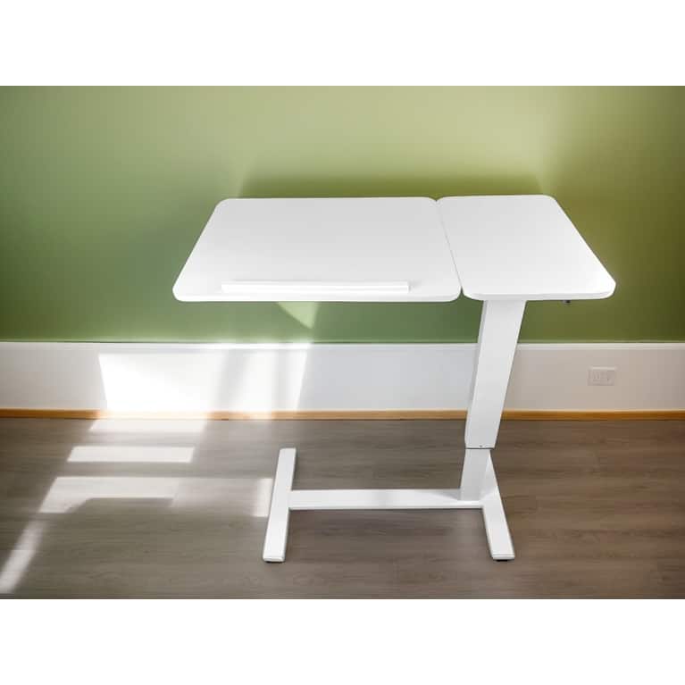 Overbed Bedside Desk Mobile Rolling Laptop Stand Tilting Overbed Table with Wheels Height Adjustable Tray Table