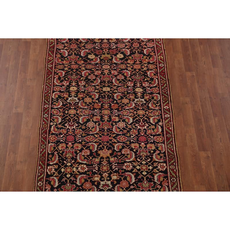 Vegetable Dye Karabagh Persian Antique Runner Rug Handmade Wool Carpet - 3'8" x 19'8"