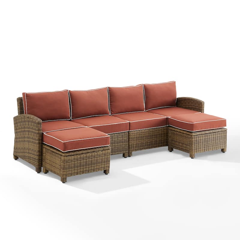 Crosley Bradenton 4Pc Outdoor Wicker Sectional Set - 70.5"d x 105.5"w x 32.5"h