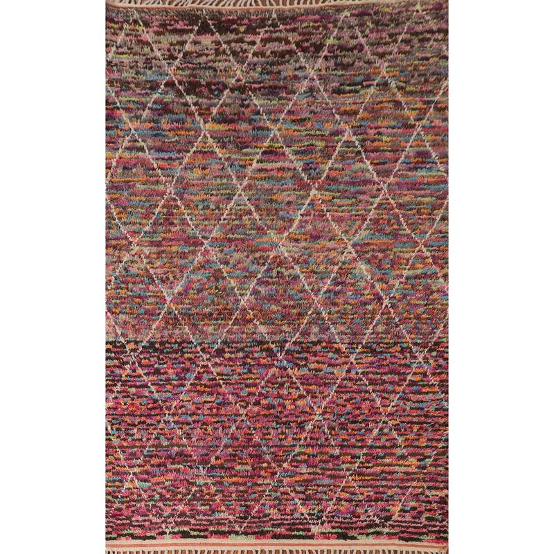 Trellis Moroccan Oriental Area Rug Hand-Knotted Wool Carpet - 6'0" x 9'8"