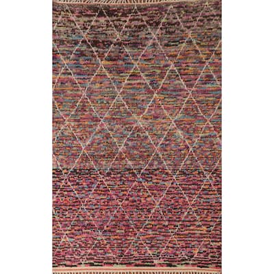 Trellis Moroccan Oriental Area Rug Hand-Knotted Wool Carpet - 6'0" x 9'8"