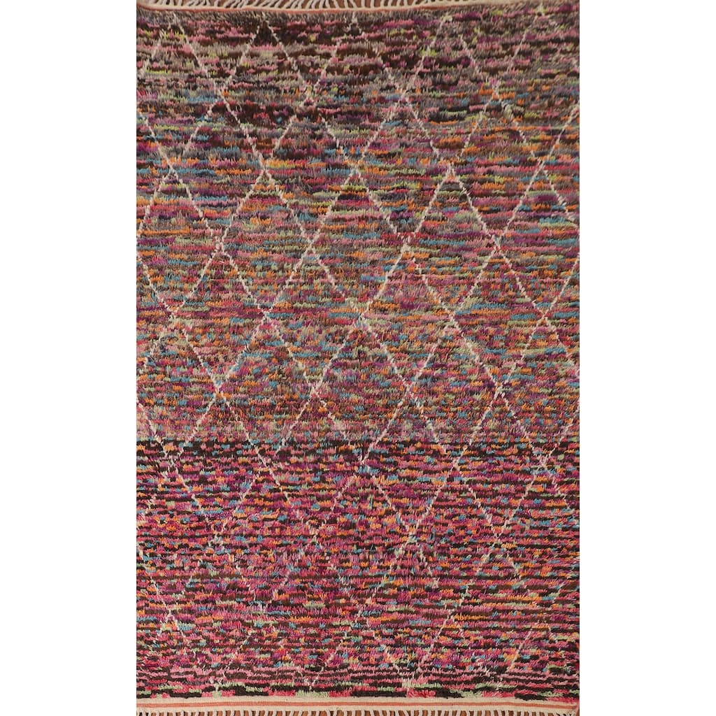 Trellis Moroccan Oriental Area Rug Hand-Knotted Wool Carpet - 6'0" x 9'8"