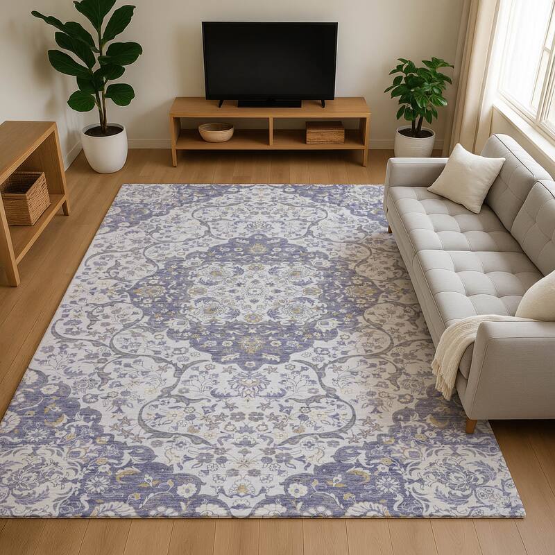 Premium Washable Super Soft Traditional Parman Mayfield Rug - Lavender - 3' x 5'