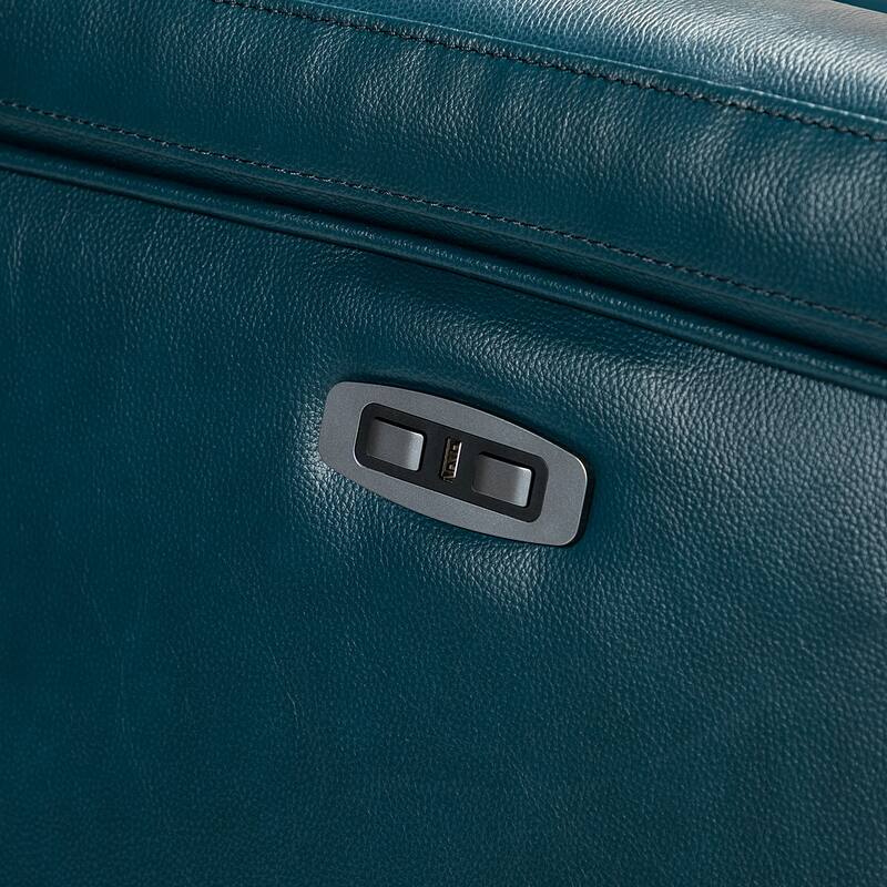 Alicia 34.65" Wide Contemporary Classic Genuine Leather Power Recliner With USB Port