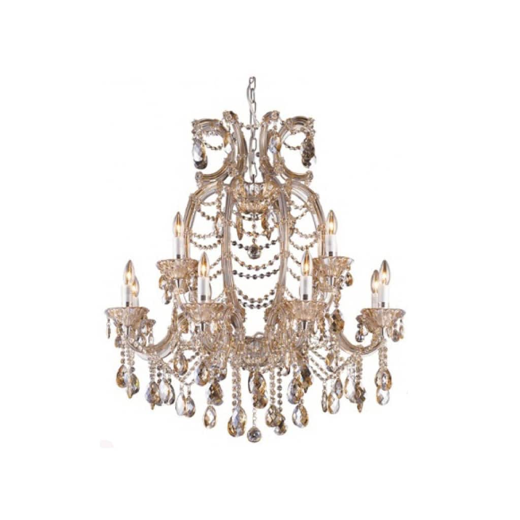 24-Light Gold Chandelier With Champagne Crystals