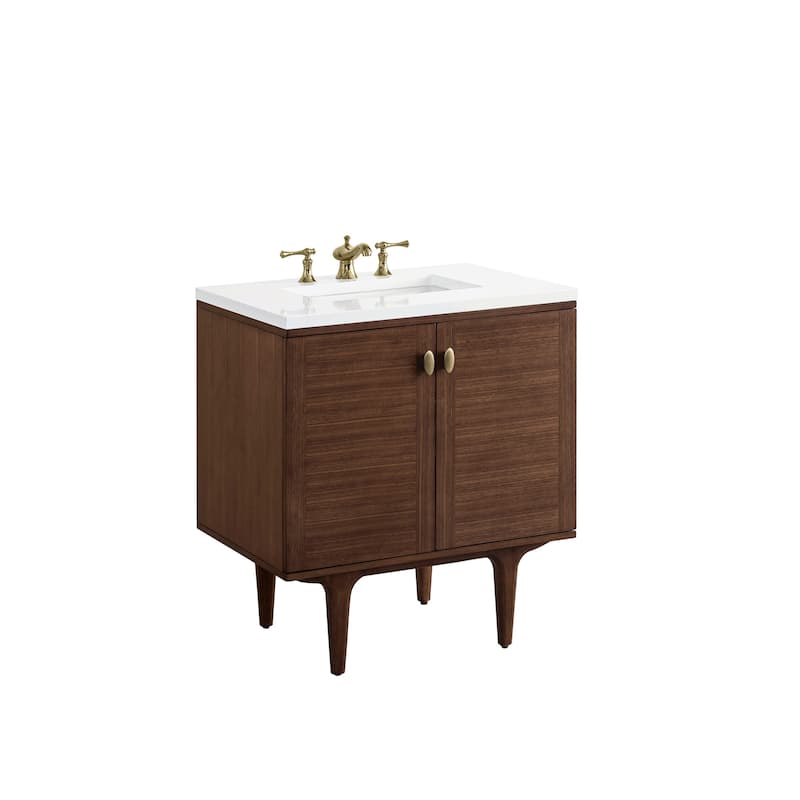 James Martin Vanities 670-V30-3WZ Amberly 30" Single Basin Vanity Set - Mid-Century Walnut - Walnut Finish