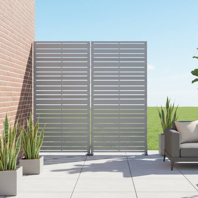 Dovelina Black Outdoor Freestanding Metal Privacy Screen Decorative Garden Fence (Set of 2)