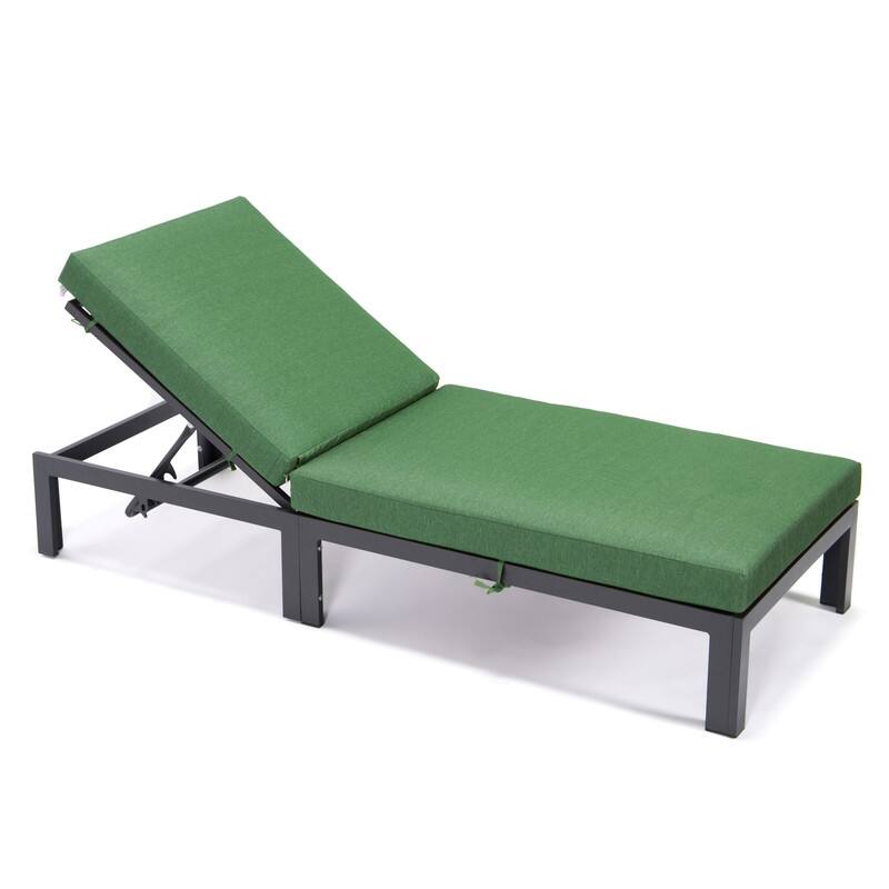 Chelsea Heavy-Duty Aluminum Outdoor Chaise Lounge with Machine-Washable Fade-Resistant Cushions, Lay-Flat Design