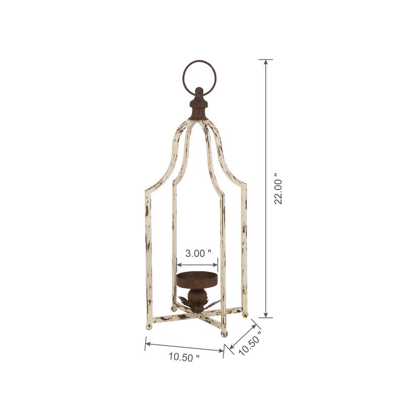 Glitzhome Set of 2 Farmhouse Metal Decorative Lanterns Hanging Candle Holders Wedding Decor