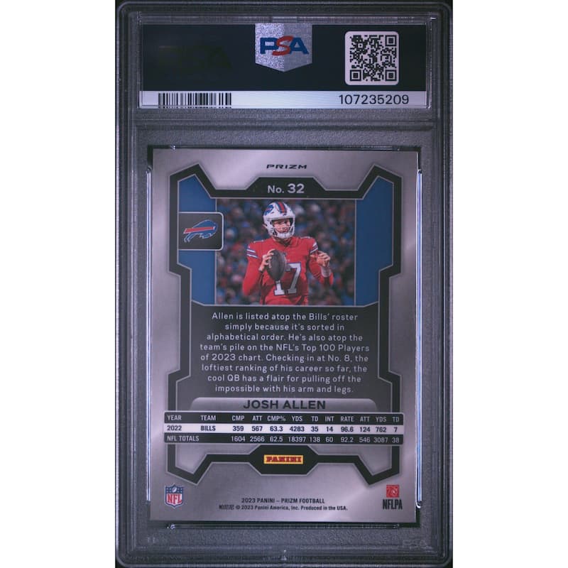 Josh Allen 2023 Panini Prizm Red White Blue Football Card #32 Graded PSA 10 - 8' x 11'