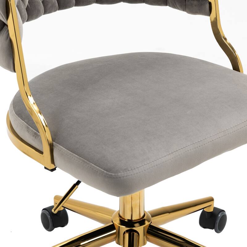 Velvet Home Desk Chair Office Swivel Chair with Wheels and Gold Base