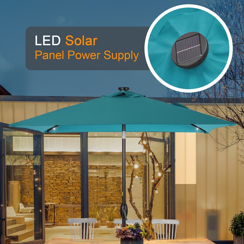 LIVOOSUN 6.5×6.5FT LED Square Patio Umbrella with UPF50+, Tilt Function, and Wind-Resistant Design——Experience Outdoor Comfort