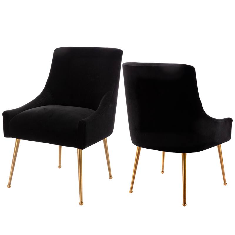 Clihome Stainless Steel Frame Dining Velvet Side Chairs(Set of 2)