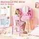 preview thumbnail 6 of 7, Pink Kids Round Lighted Mirror Vanity Set with 4 Open Shelves and 2 Drawers - 27.5" x 13.5" x 41.5"