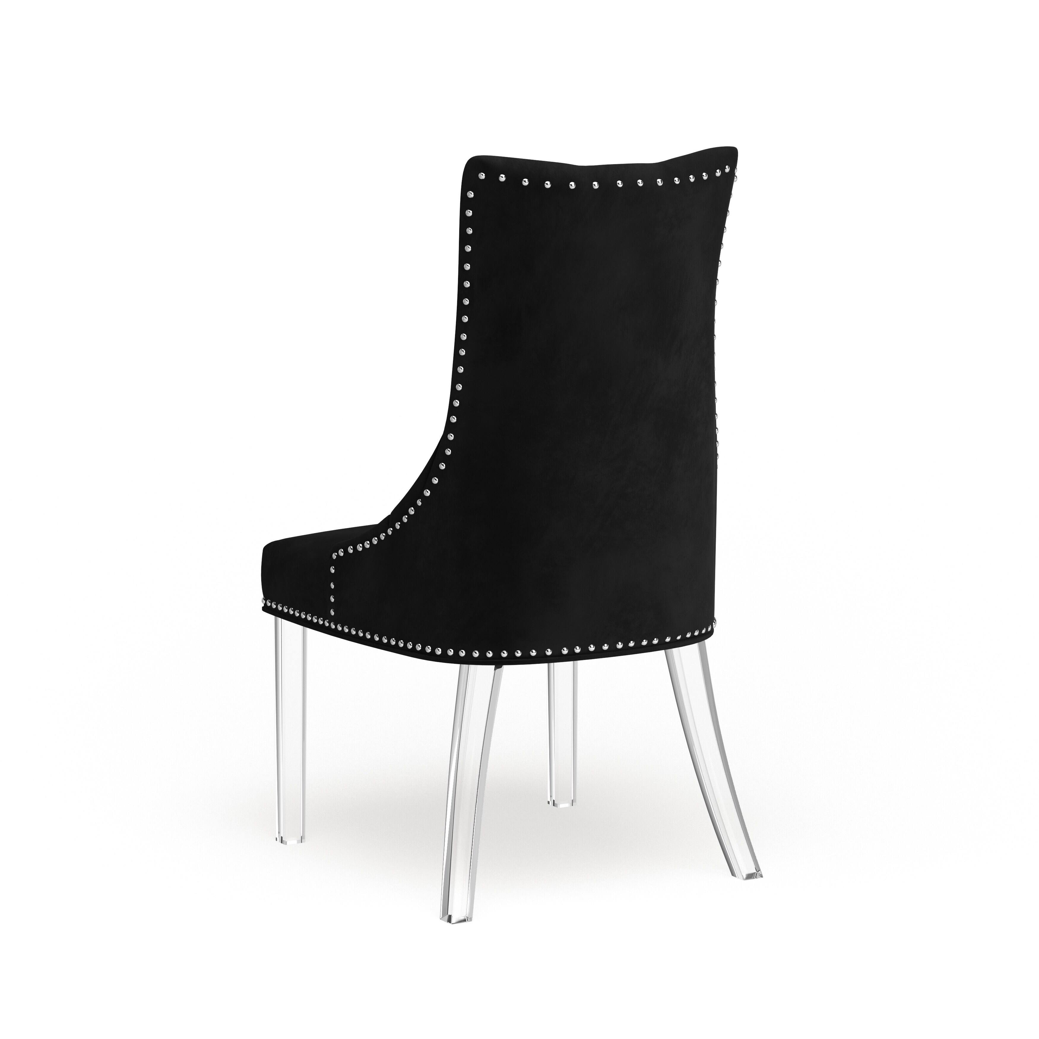 Armen Living Gobi Tufted Dining Chair in Velvet with Acrylic Legs Bed