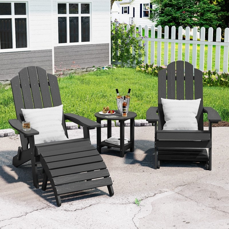 WINSOON All Weather HIPS Outdoor Folding Ottoman Adirondack Chair Footrest