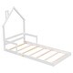 preview thumbnail 23 of 24, Twin Size Pine Wood House-Shaped Headboard Floor Bed with Handrails and Slats