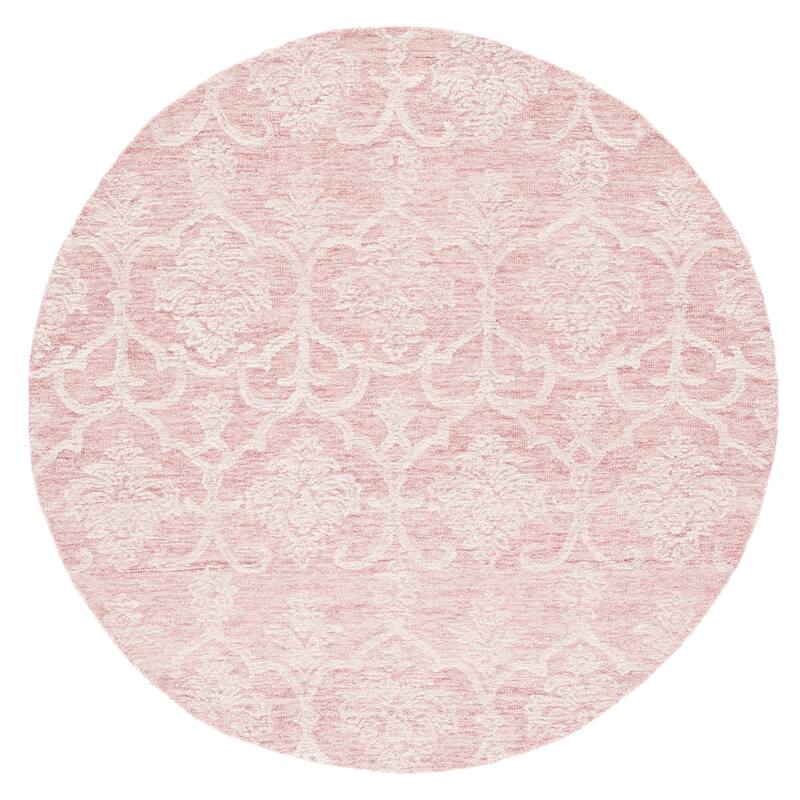 SAFAVIEH Handmade Metro Elixabete French Country Wool Rug - 6' Round - Pink/Ivory