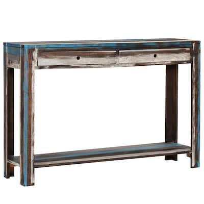 vidaXL Console Table Vintage Entryway Table with Storage Solid Wood Acacia - 46.5" x 11.8" x 31.5"