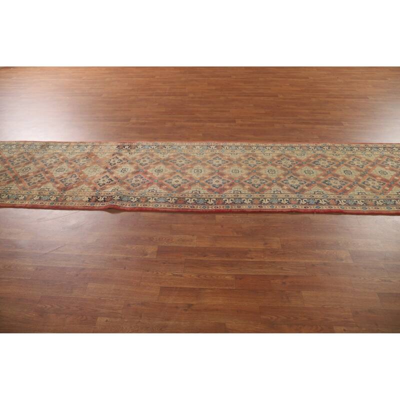 Traditional Hamedan Persian Vintage Runner Rug Handmade Wool Carpet - 2'10" x 12'2"