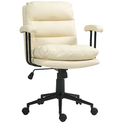 PU Leather Office Chair with Swivel Wheels, Ergonomic 360 Degree Swivel Seat, Upholstered Chair with Adjustable Height - N/A