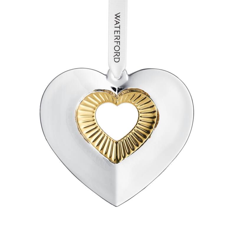 Waterford Heart Ornament with Gold