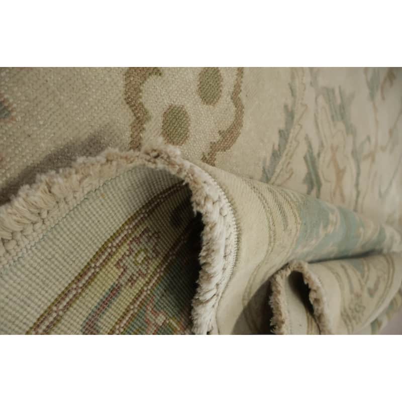 Hand Knotted Oriental 100% Wool Carpet Traditional All-Over Beige & Ivories Ziegler Area Rug - 9' 5'' X 7' 8''