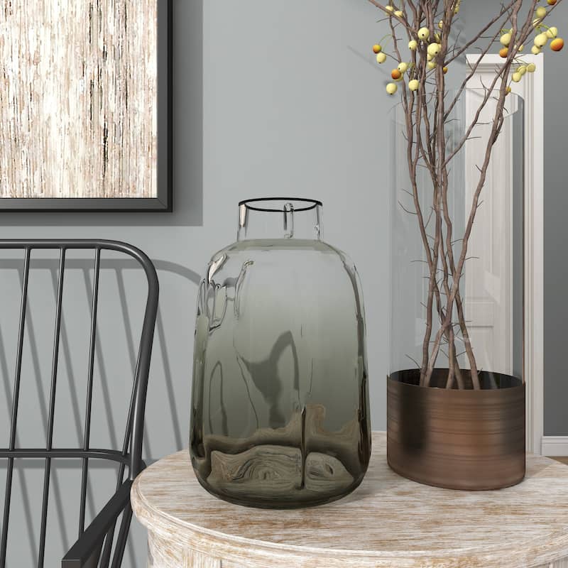 Gray Glass Decorative Vase with Bubble Texture