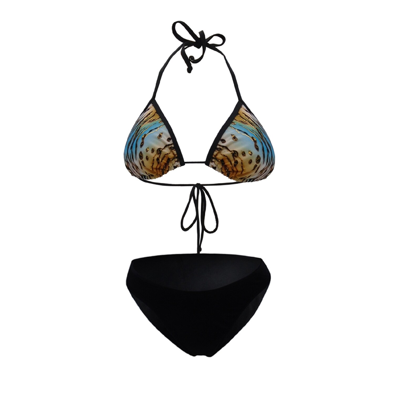 blue animal print bikini