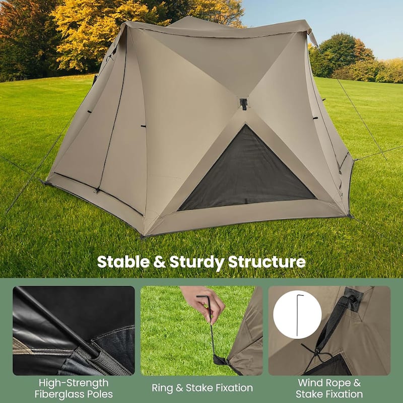 4-6 Person Pop Up Camping Tent Dome Instant Tent w/Visible Skylight