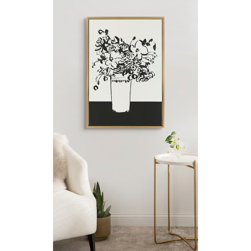 Kate and Laurel Sylvie 1043 BW Vase Framed Canvas by Teju Reval