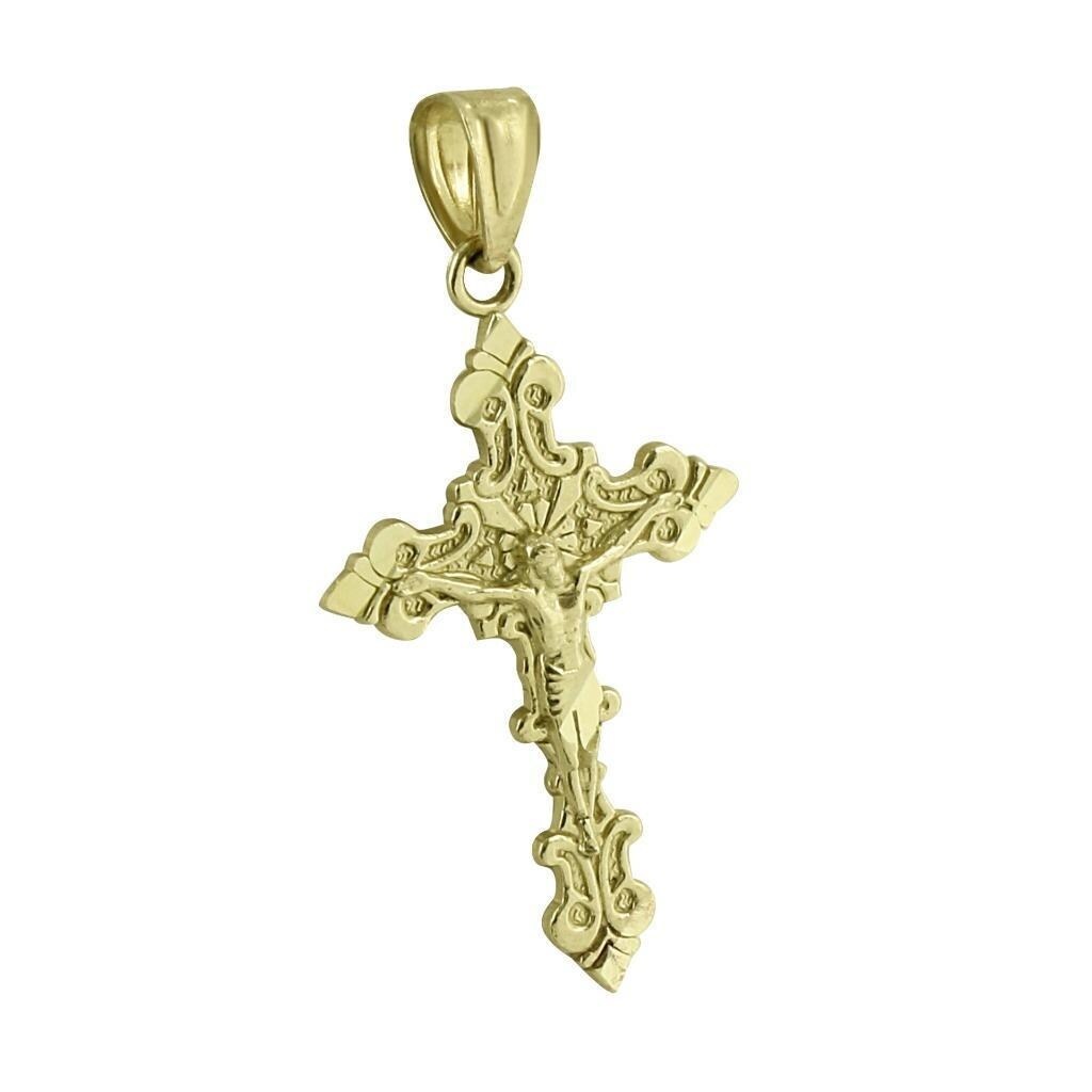 Shop Real 10k Yellow Gold Jesus Christ Crucifix Cross Pendant Mens
