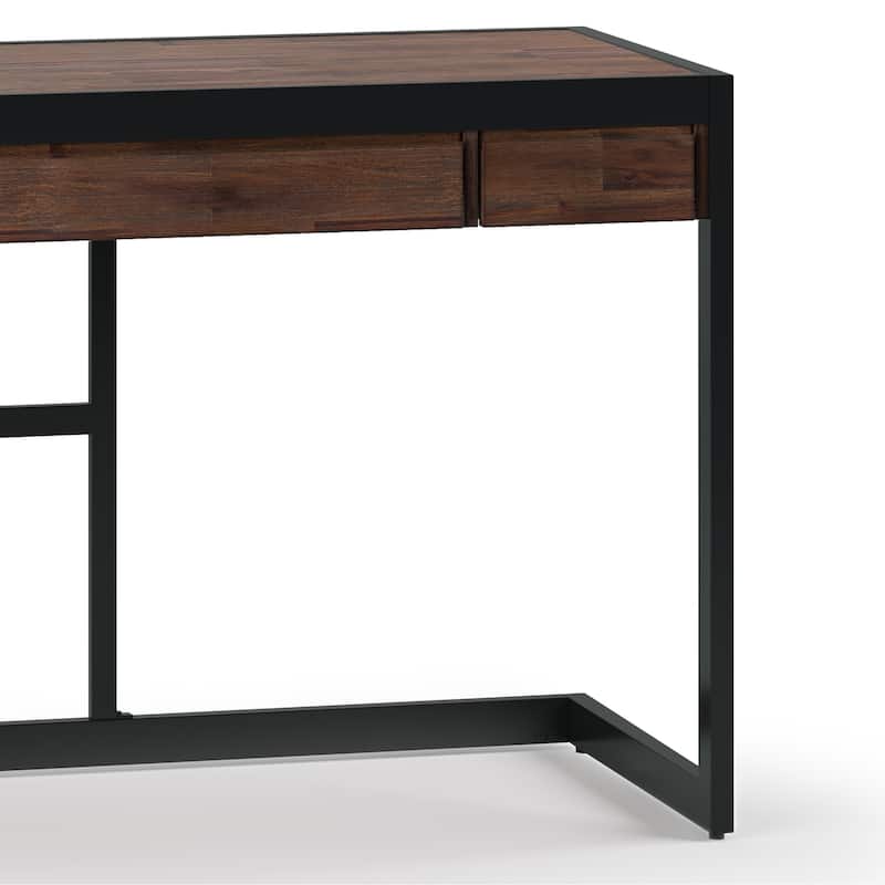 WYNDENHALL Cecilia SOLID ACACIA WOOD Modern Industrial 48 inch Wide Small Desk in Distressed Charcoal Brown