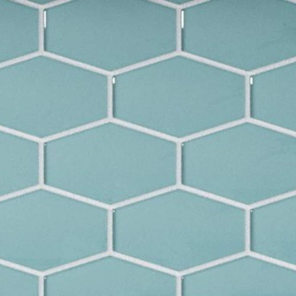 Long Hex 11 in. x 11 in. Glass Mesh-Mounted Mosaic Tile