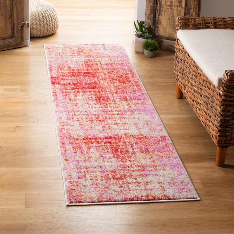 SAFAVIEH Adirondack Lida Modern Abstract Distressed Rug - 2'1" x 8' Runner - Red/Gold - Runner
