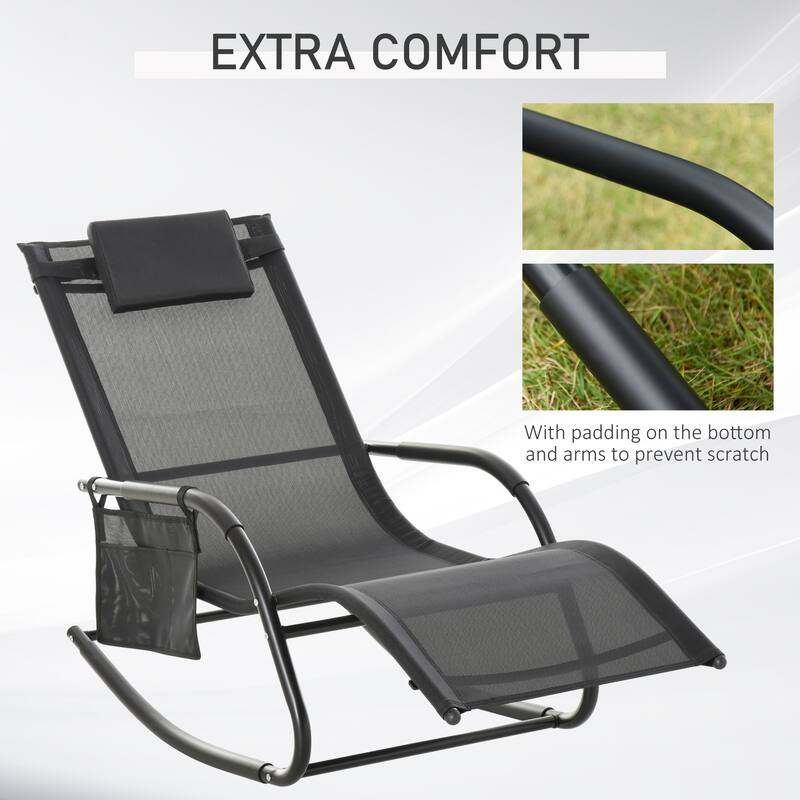 Outsunny Rocking Recliner Seat with Removable Headrest, Breathable Mesh Fabric for Garden and Patio