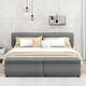 preview thumbnail 1 of 7, King Size Upholstery Platform Bed with Two Drawers, Gray Grey