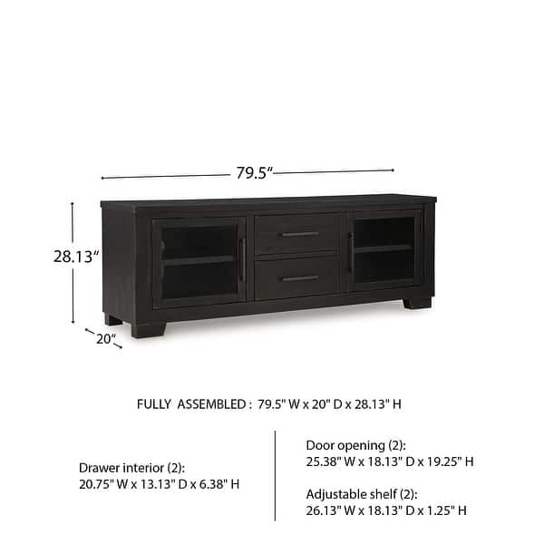 Signature Design by Ashley Galliden Black 80" TV Stand for TVs up to 92" - 79.5" W x 20" D x 28.13" H