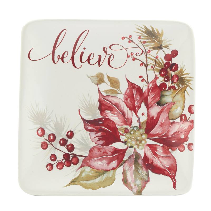 Certified International Winters Joy 6" Luncheon/Canape Plates, Set of 4 Assorted Designs - 6-inch