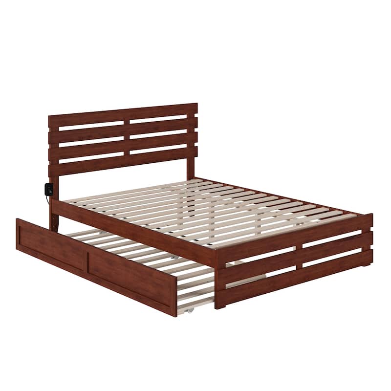 Renaissance Romance Walnut Bed with USB Charger & Drawers - Platform Bed - 81.5"L x 60.25"W
