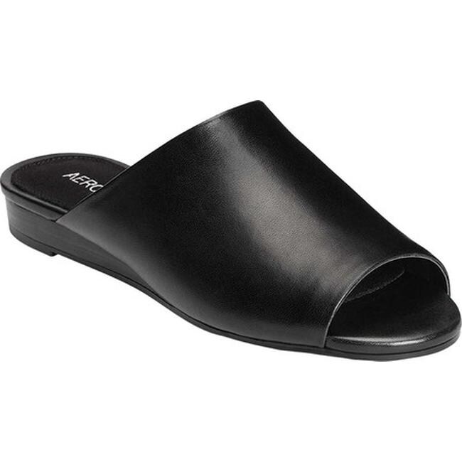 Shop Aerosoles Women's Bitmap Slide Black Leather - Free Shipping On ...