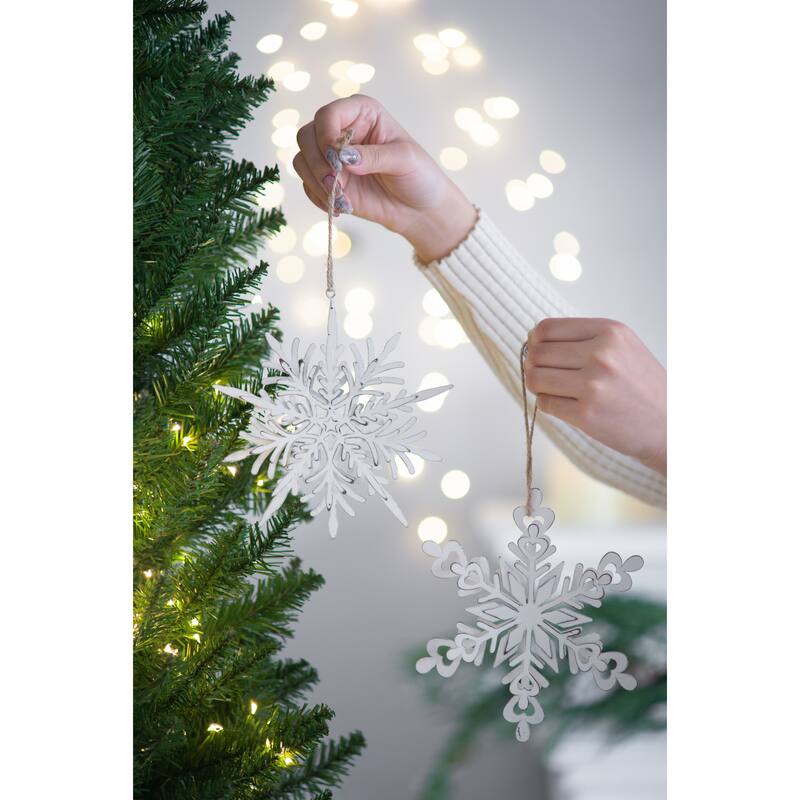 Set of 6 Iron Snowflake Hanger, Decorative Hanging Ball Christmas Tree Ornaments for Holiday Party Decorations